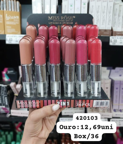 Miss Rose 2-in-1 Lip Glow & Shine | ميس روز توهج ولمعان الشفاه 2 في 1